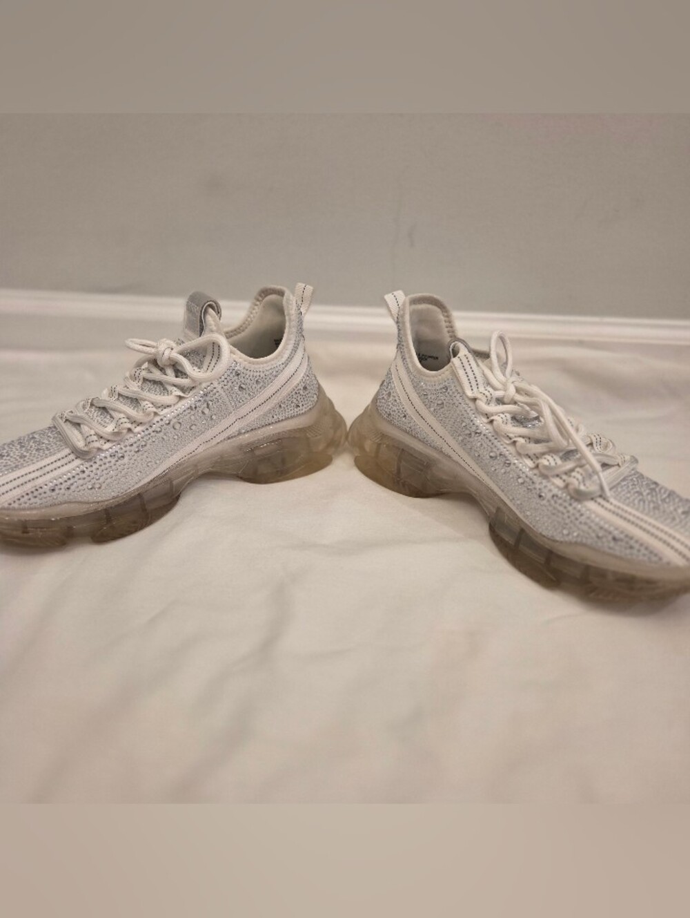 Steve Madden Maxima chunky sneakers W/ Clear Rhinestones Size 11 - Picture 9 of 10